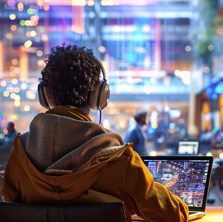 Futuristic technology perspective showing digital innovation